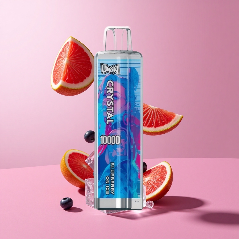 UWIN Crystal 10000 Puffs אור RGB ו-Blueberry On Ice עוצמת ניקוטין 0% 2% 3% 5% ניקוטין 650mAh