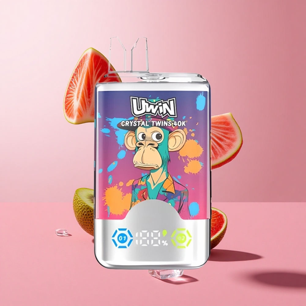 UWIN Crystal Twins 40000 Puffs תות קיווי ענבים קרח עם סוללה 850mAh וסליל 0.6 Ohm