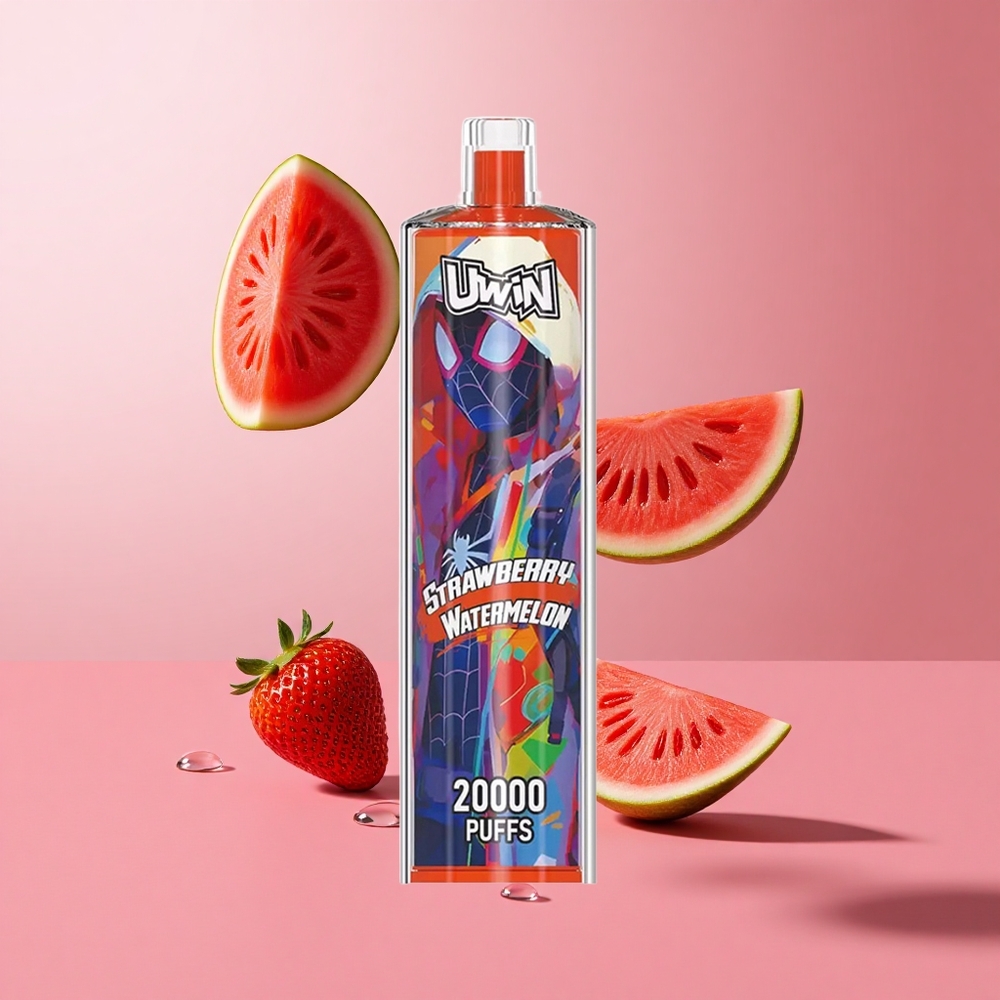 Uwin Shisha Hookah Crystal 20000 Puffs תות אבטיח סוללה נטענת סליל רשת