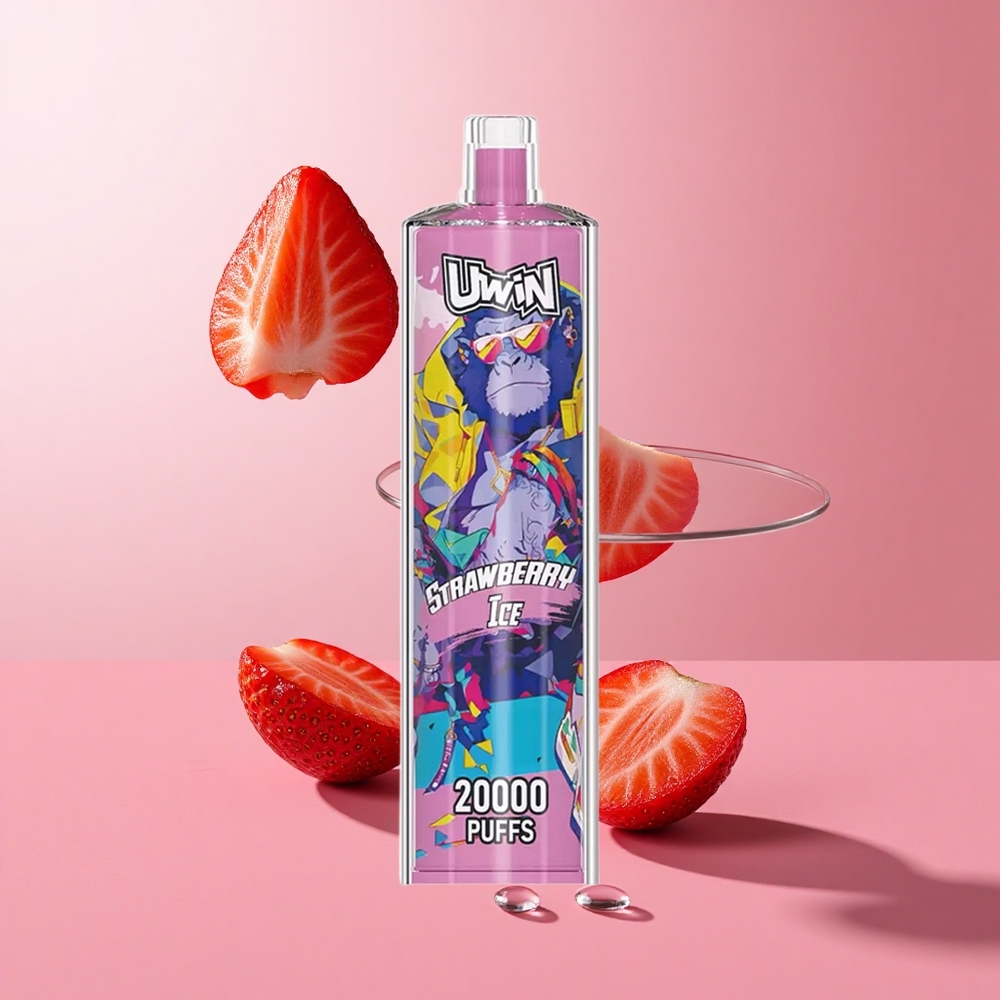 Uwin Shisha Hookah Crystal 20000 Puffs תות קרח עם סוללה 650 mAh וסליל רשת