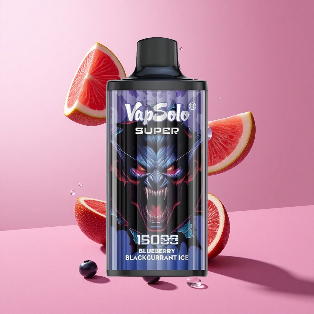 Vapsolo Super 15000 Puffs 40ml ליטר 850mah מזין טבק שחור כחול