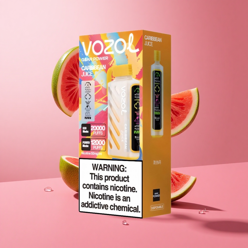 VOZOL Gear Power 20000 Puffs מיץ קריבי Dual Mesh Coil Full Screen Display