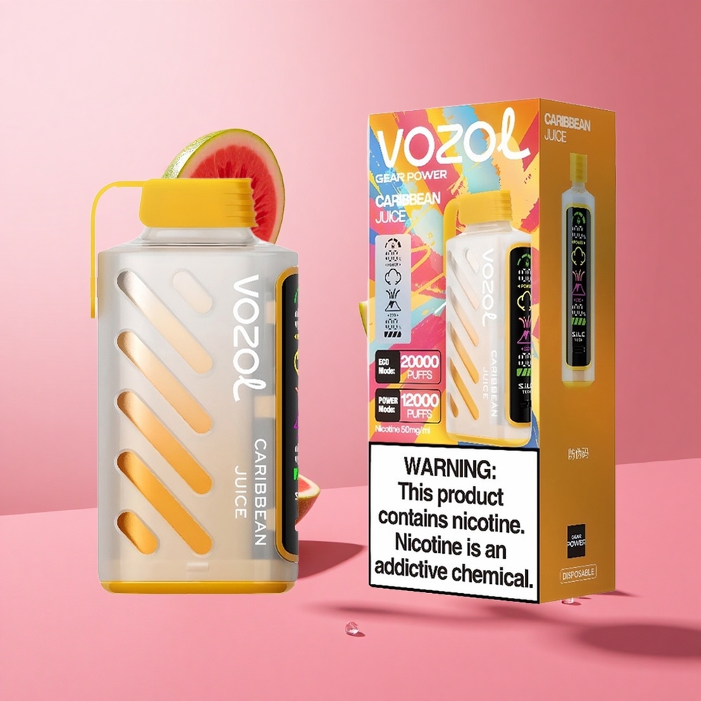 VOZOL Gear Power 20000 Puffs מיץ קריבי Dual Mesh Coil Full Screen Display