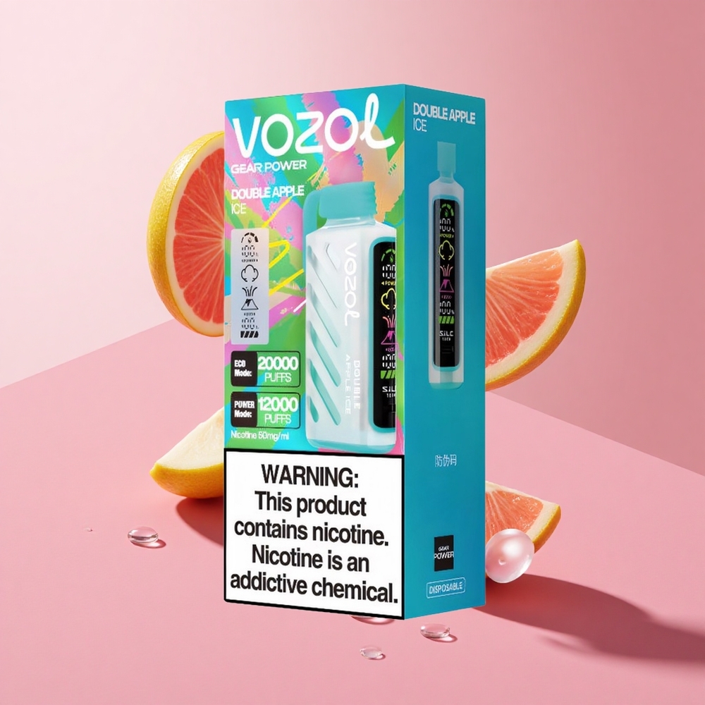 VOZOL Gear Power 20000 Puffs תפוח כפול קרח Dual Mesh Coil Full Screen Display