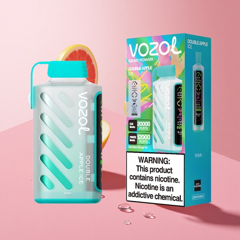 VOZOL Gear Power 20000 Puffs תפוח כפול קרח Dual Mesh Coil Full Screen Display
