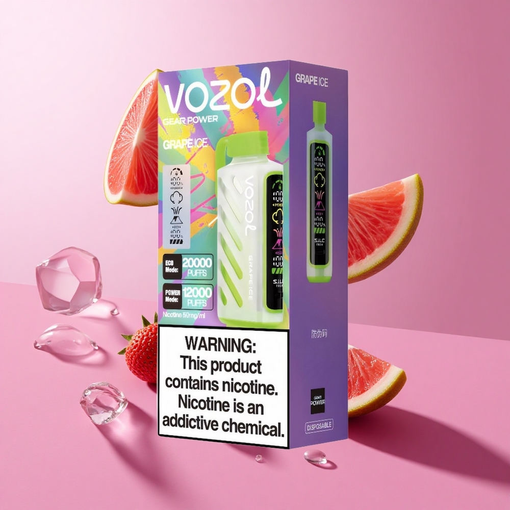 VOZOL Gear Power 20000 Puffs ענבים קרח Dual Mesh Coil Full Screen Display
