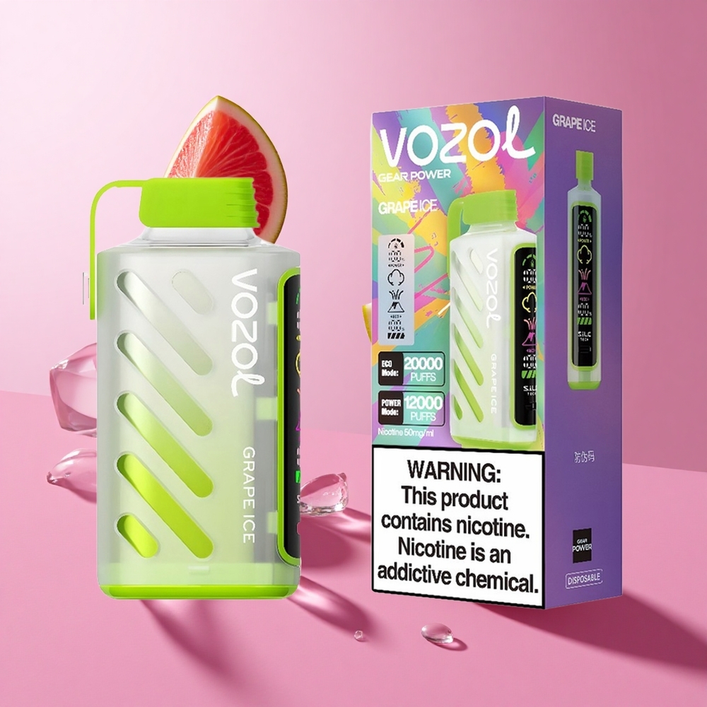 VOZOL Gear Power 20000 Puffs ענבים קרח Dual Mesh Coil Full Screen Display