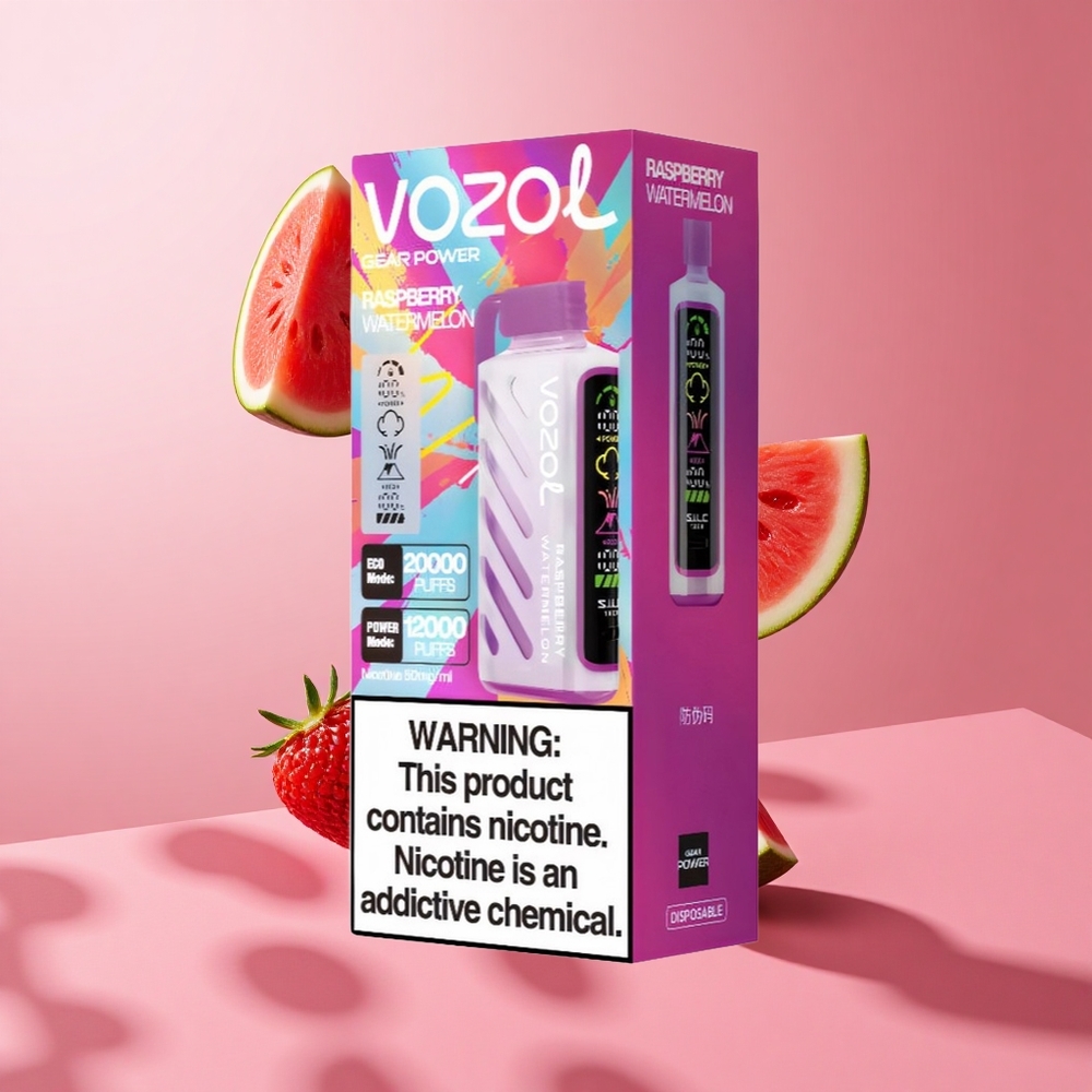 VOZOL Gear Power 20000 Puffs פטל אבטיח Dual Mesh Coil Full Screen Display