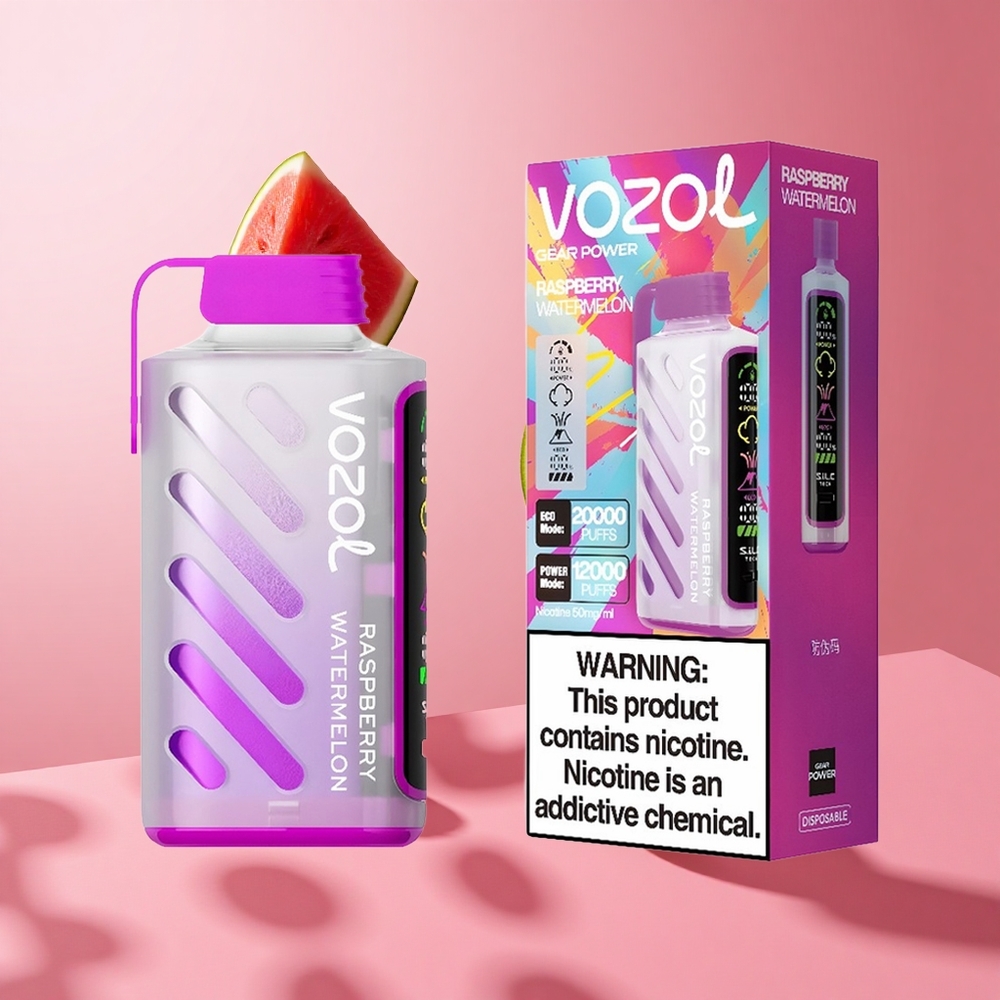 VOZOL Gear Power 20000 Puffs פטל אבטיח Dual Mesh Coil Full Screen Display