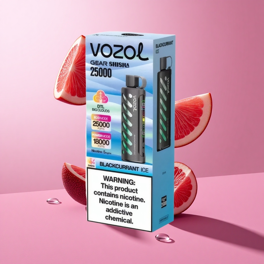 VOZOL Gear Shisha 25000 Puffs שחור-קרח עם 30 טעמים ו-S.i.L.C Tech