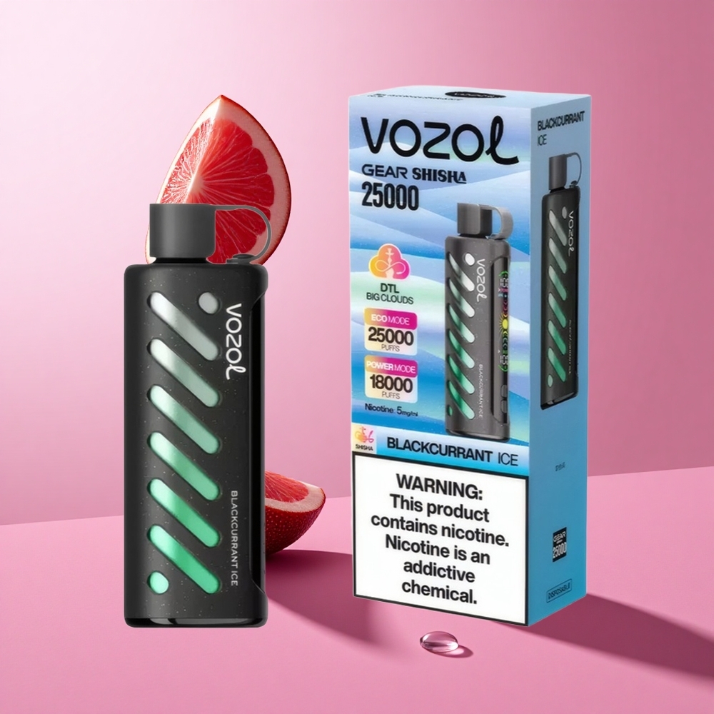 VOZOL Gear Shisha 25000 Puffs שחור-קרח עם 30 טעמים ו-S.i.L.C Tech