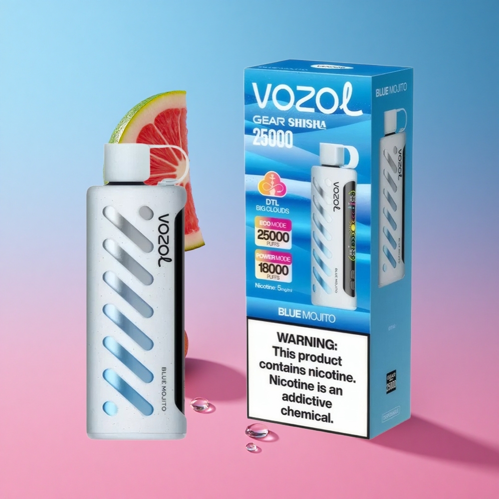 VOZOL Gear Shisha 25000 Puffs מוג\'יטו כחול Dual Mesh Dual Modes 1000mAh