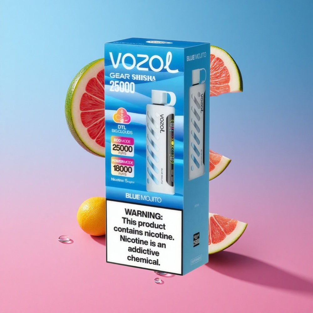 VOZOL Gear Shisha 25000 Puffs מוג\'יטו כחול Dual Mesh Dual Modes 1000mAh