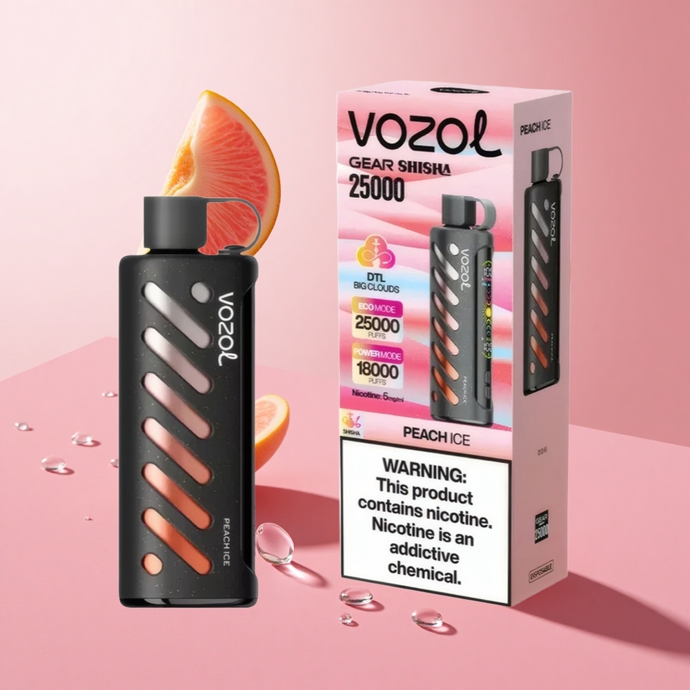 VOZOL Gear Shisha 25000 Puffs אפרסק קרח Dual Mesh Dual Modes 1000mAh