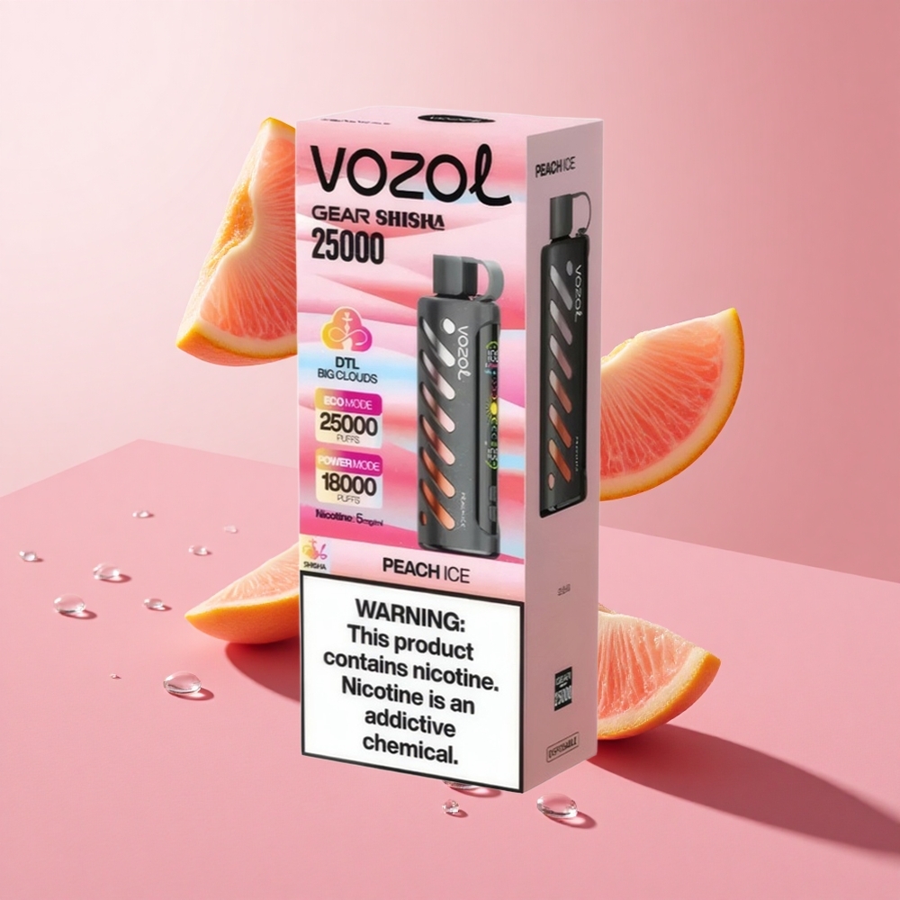 VOZOL Gear Shisha 25000 Puffs אפרסק קרח Dual Mesh Dual Modes 1000mAh