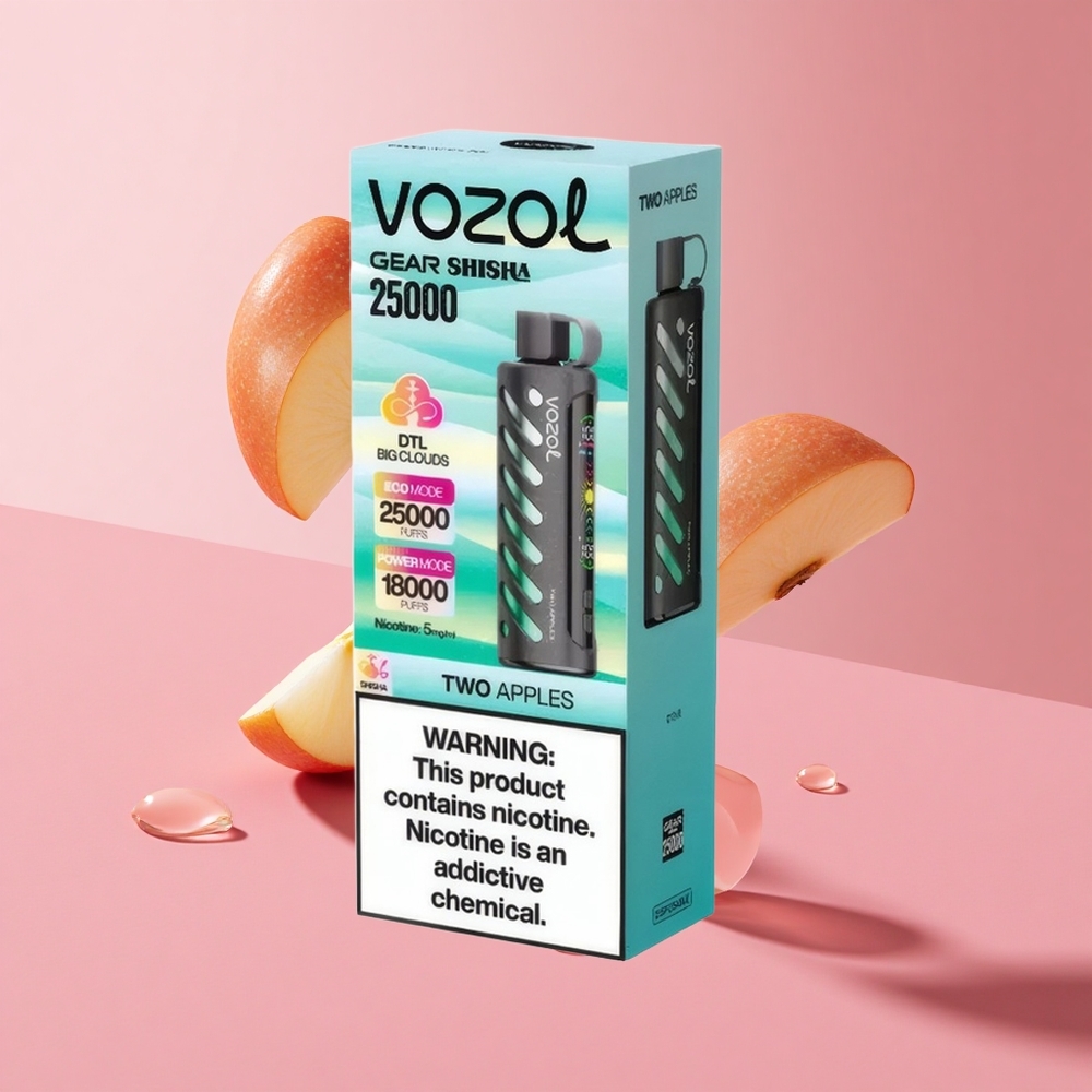 VOZOL Gear Shisha 25000 Puffs תפוחים ושניים S.i.L.C Tech 1000mAh
